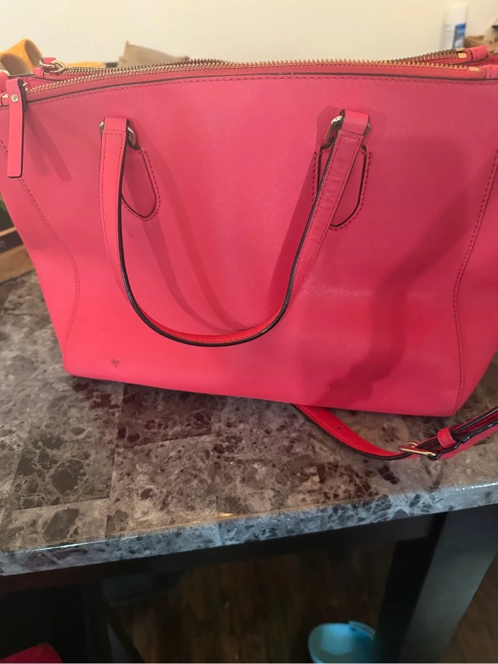 kate spade pink saffiano leather satchel with gold hardware